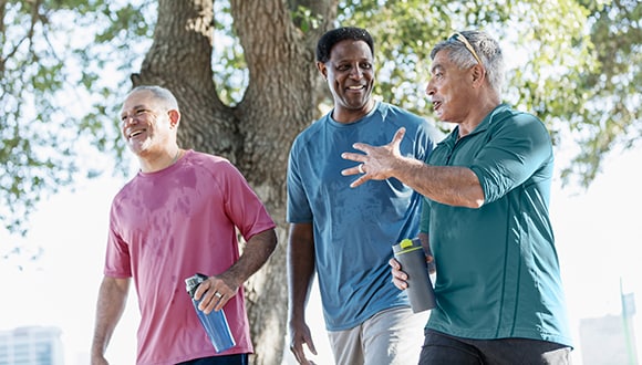 three male friends going for a walk
