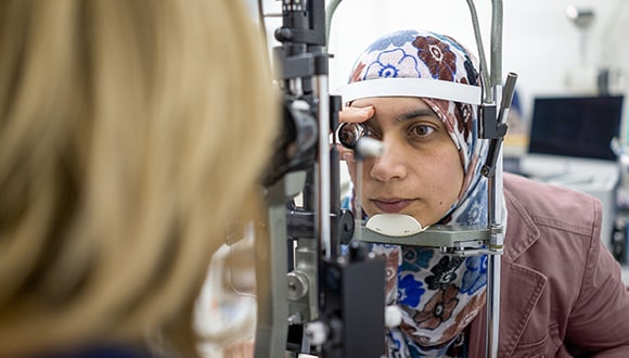 Woman getting an eye test