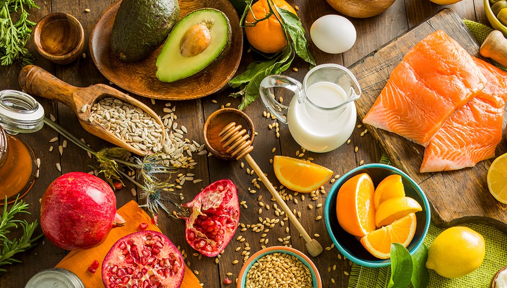 A selection of low-cholesterol foods