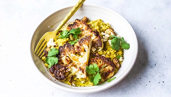 Roasted cauliflower and lentil dahl is a cheap healthy lunch option