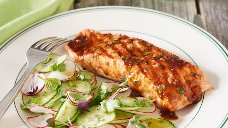 Grilled salmon with Asian BBQ sauce