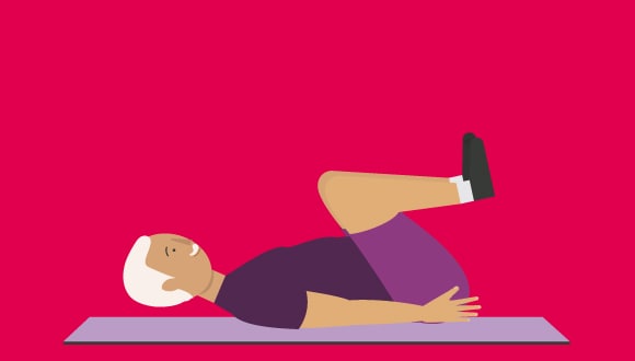 Illustration of a person doing knee rock exercises