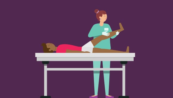 Illustration of person getting physio for joint pain