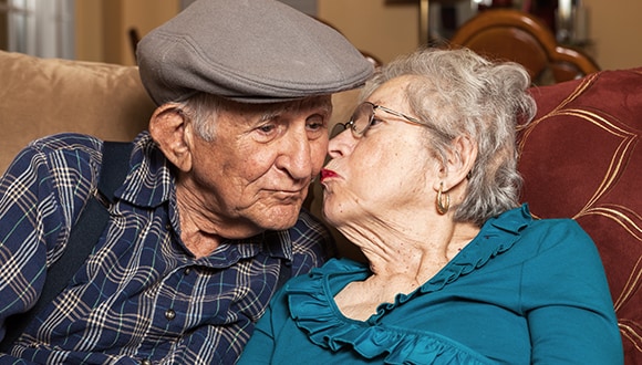 Loving elderly couple