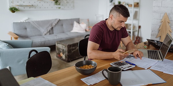 Man working on his finances