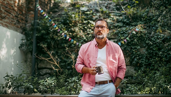 Man with a drink during the festive season