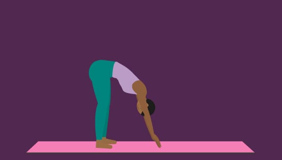 Illustration of a person doing forward fold exercise