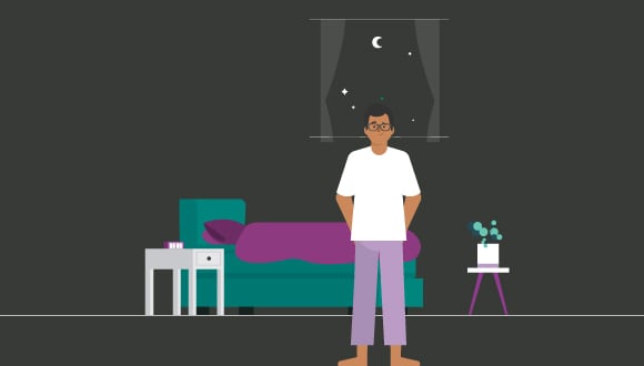 Illo of man in a dark room