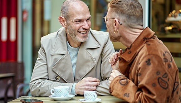 A couple having coffee together