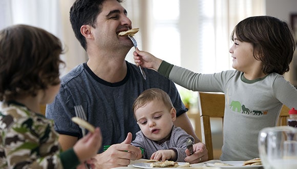 A family eating together