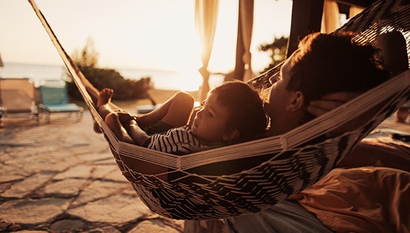 Relaxing in a hammock