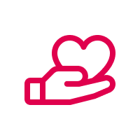 A hand with heart icon.