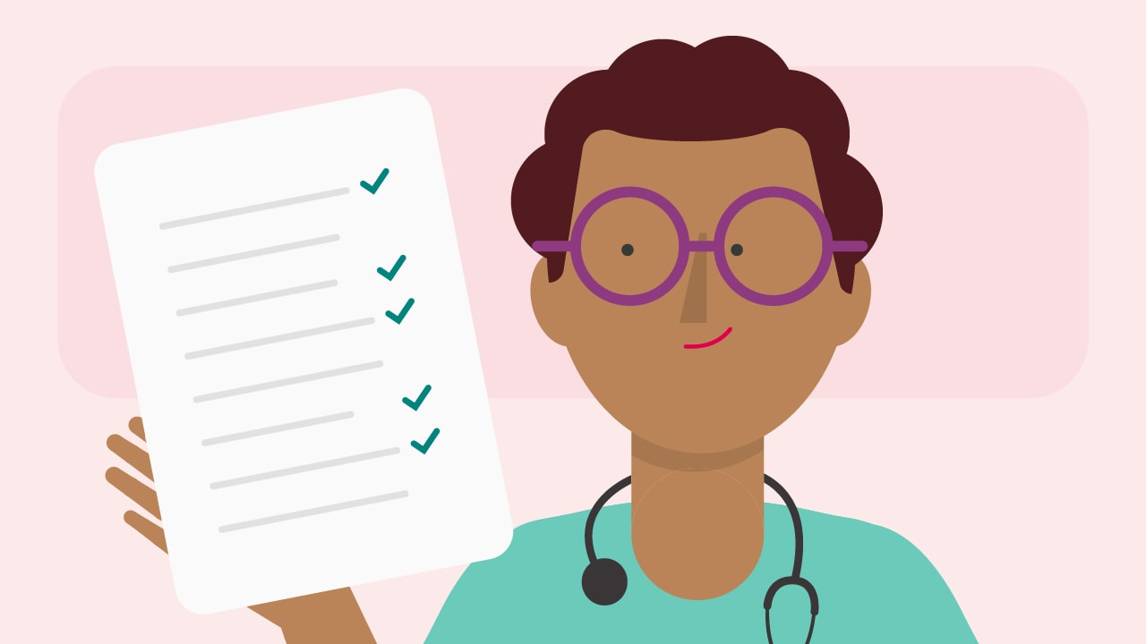 An illustration of a doctor holding a checklist.