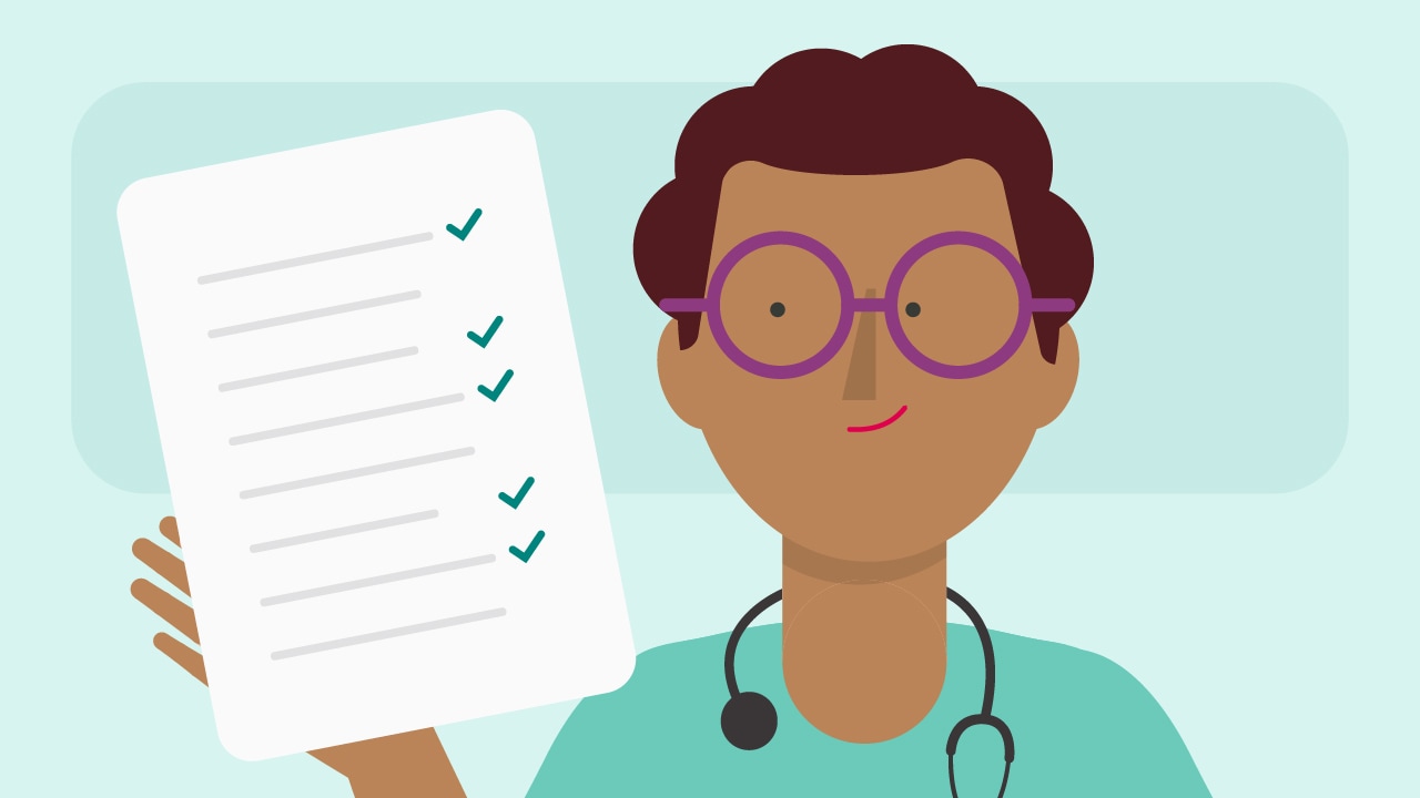 An illustration of a doctor holding a checklist.