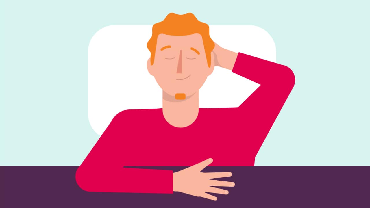 An illustration of a man sleeping in bed.