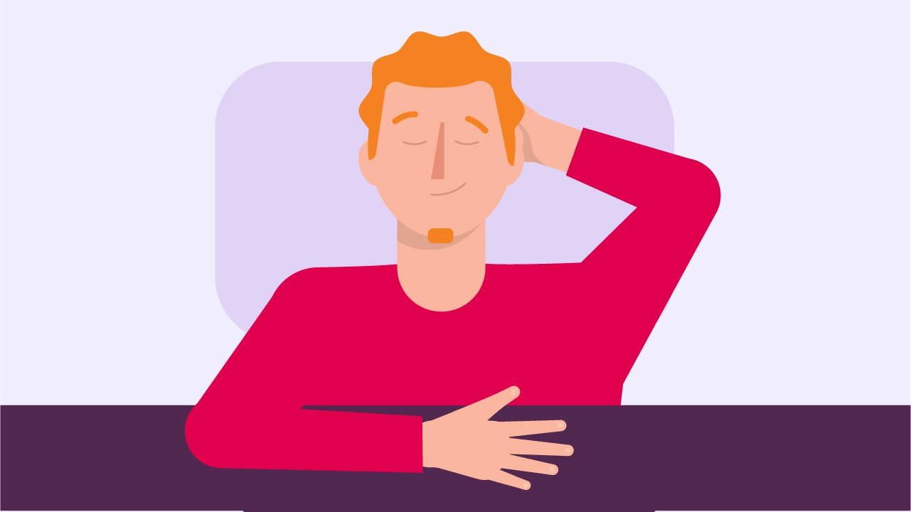 An illustration of a man sleeping in bed.