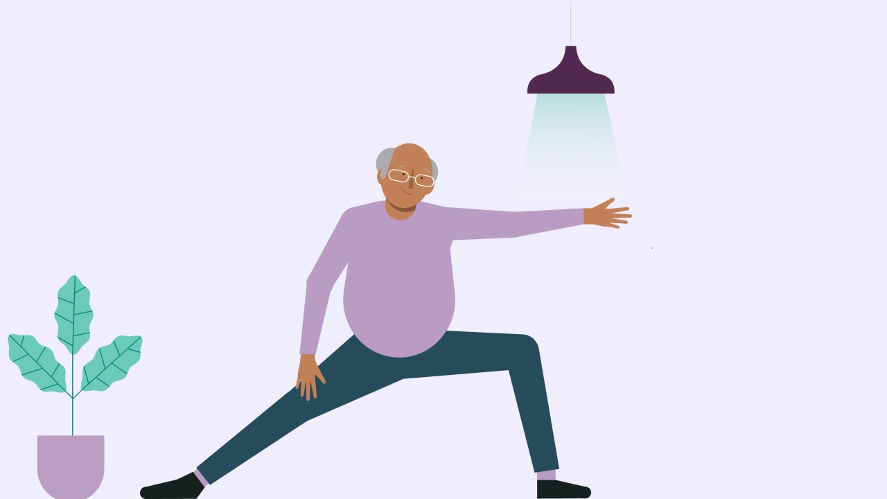 An illustration of a man stretching.