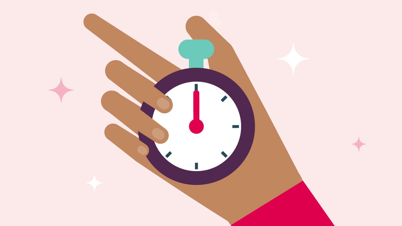  An illustration of a hand holding a stopwatch.
