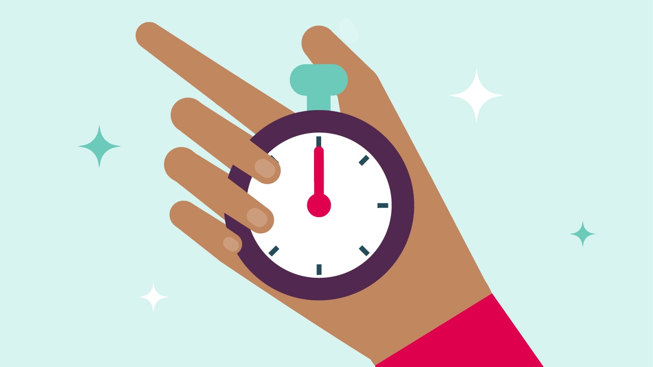  An illustration of a hand holding a stopwatch.