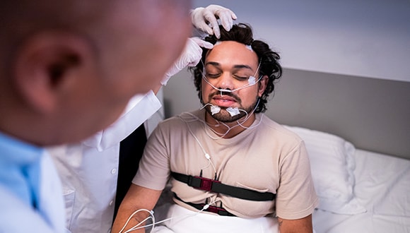 man taking part in a sleep study