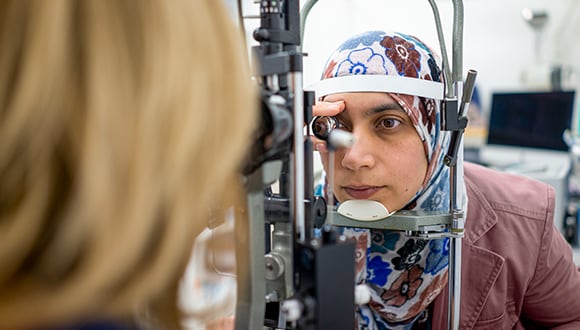 Woman having an eye test