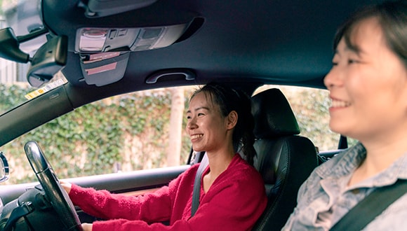 Two women in a car